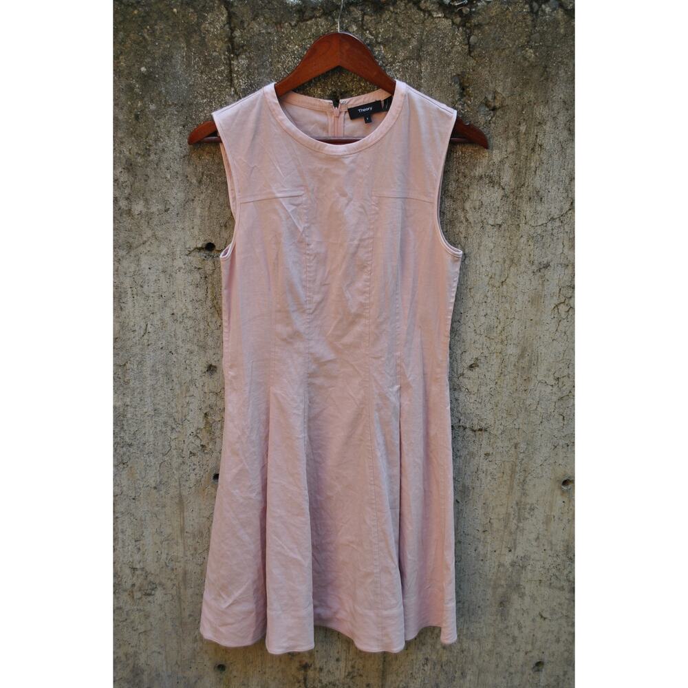 Theory Pale Pink Sleeveless Fit & Flare Dress – Size 8